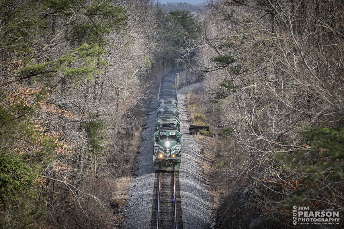 March 14, 2016 - Paducah and Louisville Railway's 2111 leads a lashup of six units as they make their way south approaching the cut at Charleston, Ky with a load of coal. - Tech Info: 1/800 | f/5 | ISO 320 | Lens: Sigma 150-600 @ 170mm on a Nikon D800 shot and processed in RAW.