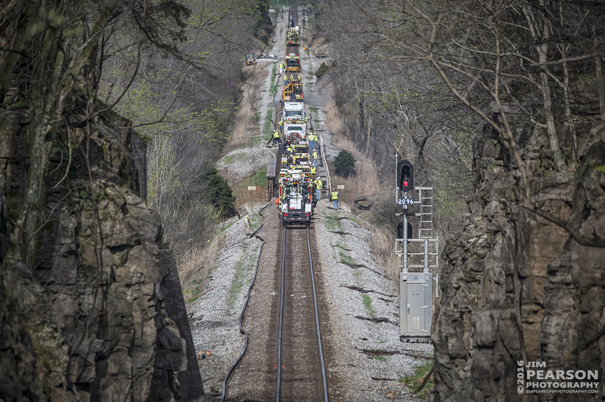 March 16, 2016 - A CSX Maintenance of Way track crew makes it's way across the Red River Trestle as it makes its way north at Adams, Tennessee on the Henderson Subdivision. The sub will be undergoing MOW work for the next few weeks. - Tech Info: 1/1000 | f/6 | ISO 280 | Lens: Sigma 15-600 @ 440mm on a Nikon D800 shot and processed in RAW.