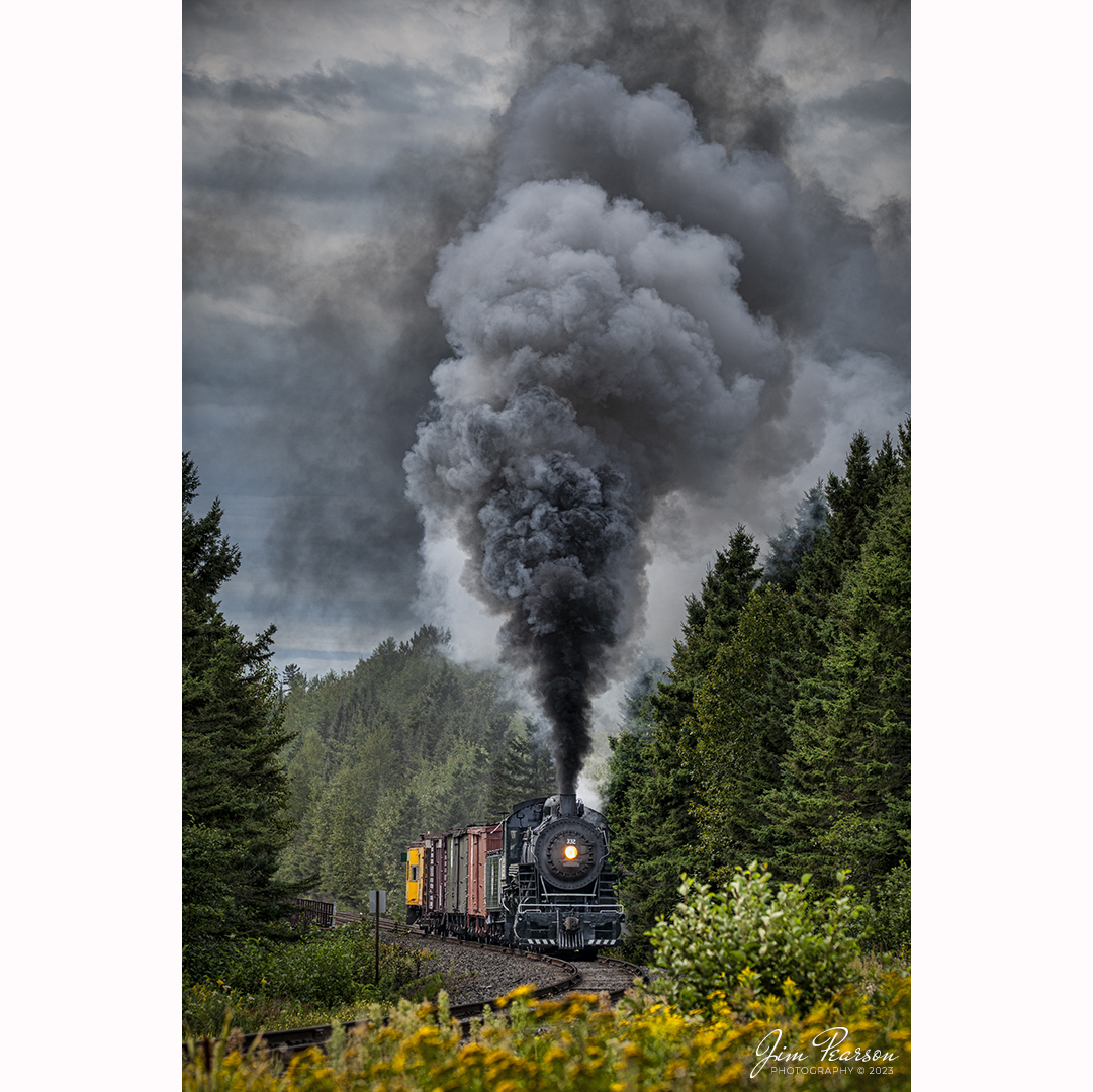 Lake Superior Railroad Museum Duluth, Missabe & Iron Range 332 steam locomotive passes heads toward Palmers Siding on its way north to Twin Harbors from Duluth, Minnesota on the North Shore Scenic Railroad on September 5, 2019.

According to Wikipedia: Duluth & Northeastern 28 (also known as Duluth, Missabe & Iron Range 332) is a restored 2-8-0 (consolidation) locomotive built in 1906 by the Pittsburgh Works of American Locomotive Company in Pittsburgh, Pennsylvania. It was restored to operating condition by the Lake Superior Railroad Museum from 2011-2017, and now operates in excursion service on the North Shore Scenic Railroad.

Tech Info: Nikon D800, Nikon 70-300 @220mm, f/8, 1/1000, ISO 360.

#trainphotography #railroadphotography #trains #railways #trainphotographer #railroadphotographer #jimpearsonphotography #Steamtrains #NikonD800 #MinnesotaTrains