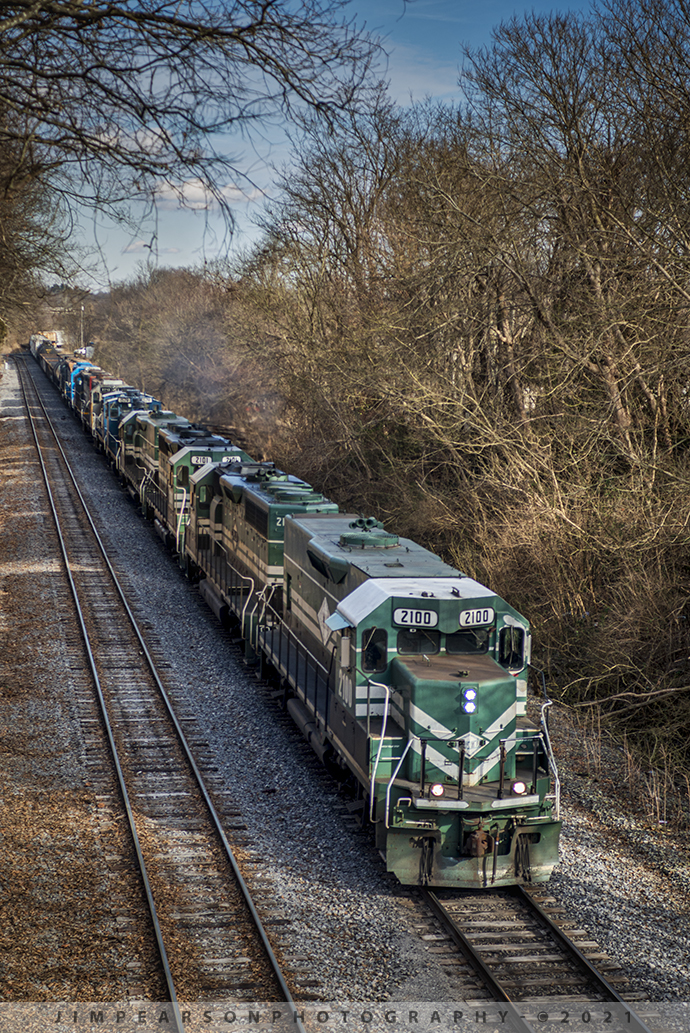 Power move on the Paducah and Louisville Railway at Princeton, Ky

Paducah and Louisville Railway (PAL) 2100 leads the daily local south, as it arrives at their yard in Princeton, Ky after making its pickup from CSX at Atkinson Yard in Madisonville, Kentucky. Part of it's pickup on January 18th, 2021, was six engines, dead in tow, bound for the National Railway Equipment shops in Paducah, Kentucky.

The power on this train was, PAL, 2100, 2121, 2101, 2104, dead in tow were, CIT/CBFX 1579, 1589 switchers, NERX 2710, 8580 (both ex SP), Northside Mining 2001 and NREX 2724, also ex-SP.

Tech Info: Nikon D800, RAW, Sigma 24-70 @ 46mm, f/4, 1/800, ISO 220.

#trainphotography #railroadphotography #trains #railways #jimpearsonphotography