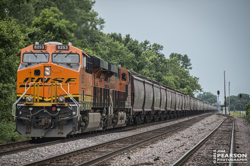 June 26, 2015 – A loaded BNSF grain train at Gorham, Ill – Jim Pearson ...