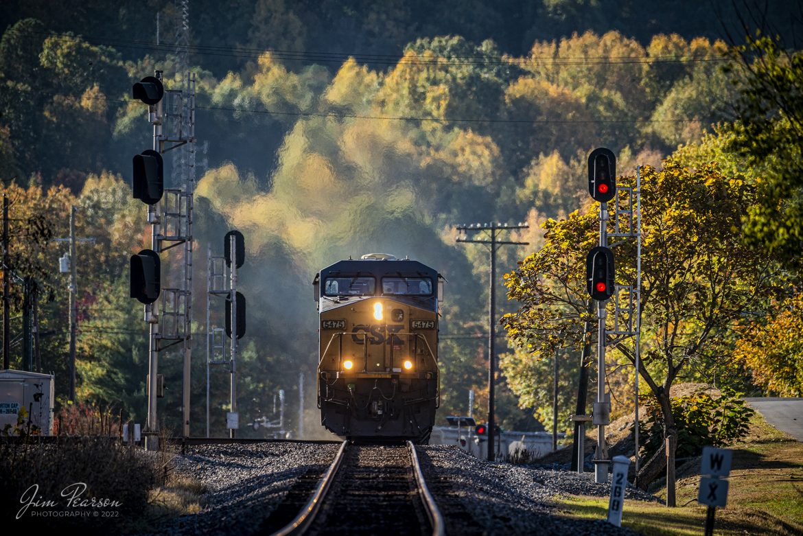 CSXT 5475 leads aa empty grain train as it passes through Mortons Junction at Mortons Gap, Kentucky in the early fall morning light as they head northbound on the Henderson Subdivision at Milepost 268 on October 17th, 2022.

Tech Info: Nikon D800, RAW, Sigma 150-600 @ 600mm, f/6.3, 1/500, ISO 450.

#trainphotography #railroadphotography #trains #railways #jimpearsonphotography #trainphotographer #railroadphotographer #csxt #csxhendersonsubdivision