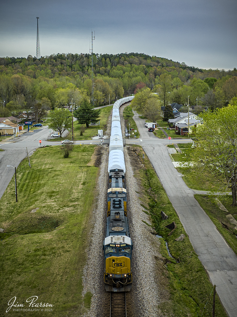 CSXT 4540 and 3231 lead CSX S988, a combined Windmill parts and coal train, as they head north on the CSX Henderson Subdivision through downtown Mortons Gap, Ky, on April 6th, 2023.

Tech Info: DJI Mavic 3 Classic Drone, RAW, 24mm, f/2.8, 1/1250, ISO 180.

#trainphotography #railroadphotography #trains #railways #dronephotography #trainphotographer #railroadphotographer #jimpearsonphotography #kentuckytrains #csx #csxrailway #HopkinsvilleKy #mavic3classic #drones #trainsfromtheair #trainsfromadrone #csxhendersonsubdivison