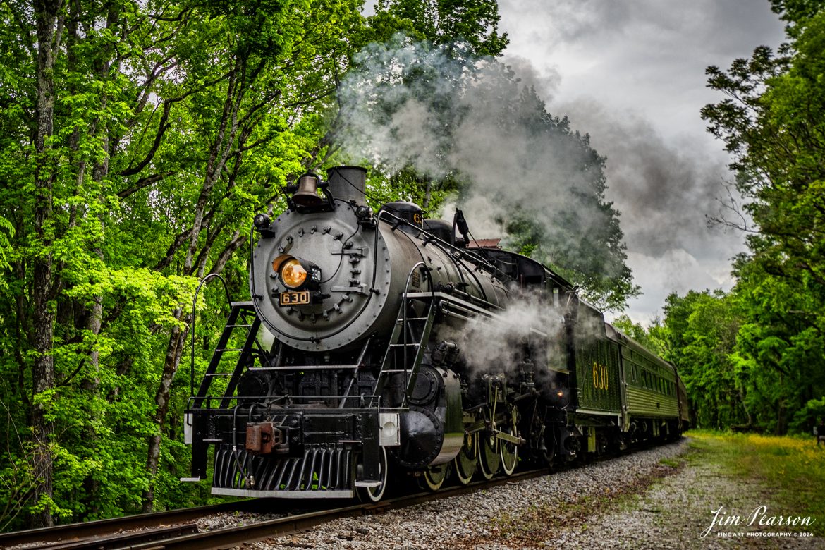 Tennessee Valley Railroad Museum’s steam locomotive Southern Railway 630 departs Grand Junction at West Chattanooga as it heads to East Chattanooga, Tennessee with the daily local, on April 27th, 2024.

According to Wikipedia: Southern Railway 630 is a 2-8-0 "Consolidation" type steam locomotive built in February 1904 by the American Locomotive Company (ALCO) of Richmond, Virginia for the Southern Railway as a member of the Ks-1 class. It is currently owned and operated by the Tennessee Valley Railroad Museum in Chattanooga, Tennessee where it resides today for use on excursion trains.

The Tennessee Valley Railroad Museum was founded as a chapter of the National Railway Historical Society in 1960 by Paul H. Merriman and Robert M. Soule, Jr., along with a group of local railway preservationists. They wanted to save steam locomotives and railway equipment for future historical display and use. Today, the museum offers various tourist excursions from stations in Chattanooga and Etowah, Tennessee.

Tech Info: Nikon D810, RAW, Sigma 24-70 @ 24mm, f/5, 1/400, ISO 140.