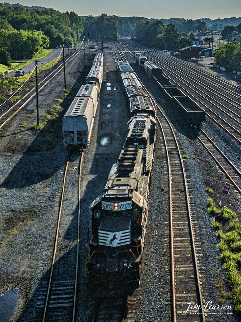 Norfolk Southern local T36 works the yard at Emory Gap, Tennessee at the start of their day on the NS CNO&TP Division, on April 29th, 2024.

According to American-rails.com, It used to be called the Rathole Division when it was the Southern Railway and is often remembered as a road with relatively flat and tangent main lines due to the region in which it operated. However, the system did feature its share of steep, circuitous main lines such as Saluda Grade in western North Carolina and its famed “Rathole Division” through Kentucky and Tennessee that reached as far north as Cincinnati.

Tech Info: DJI Mavic 3 Classic Drone, RAW, 22mm, f/2.8, 1/8000, ISO 150.

#railroad #railroads #train #trains #bestphoto #railroadengines #picturesoftrains #picturesofrailway #bestphotograph #photographyoftrains #trainphotography #JimPearsonPhotography #nscnotpsubdivision #norfolksouthern #trendingphoto