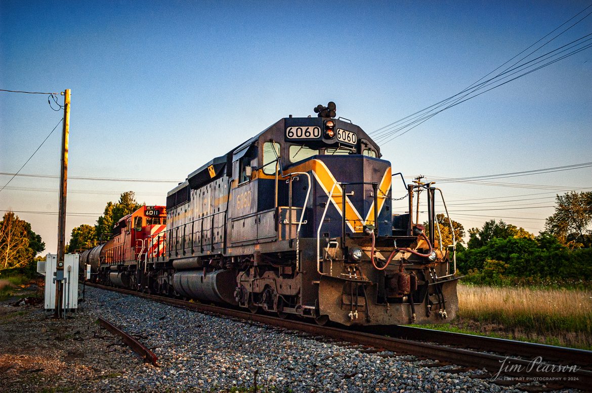 HLCX lease units 6060 and 6001 lead CSX K810 north on July 15th, 2024, at East Diamond on the CSX Henderson Subdivision on the cutoff at Madisonville, Kentucky.

Tech Info: Nikon D100, Sigma 24-70 @ 24mm, f/5, 1/640, ISO 400.

#trainphotography #railroadphotography #trains #railways #trainphotographer #railroadphotographer #jimpearsonphotography #KentuckyRailroads