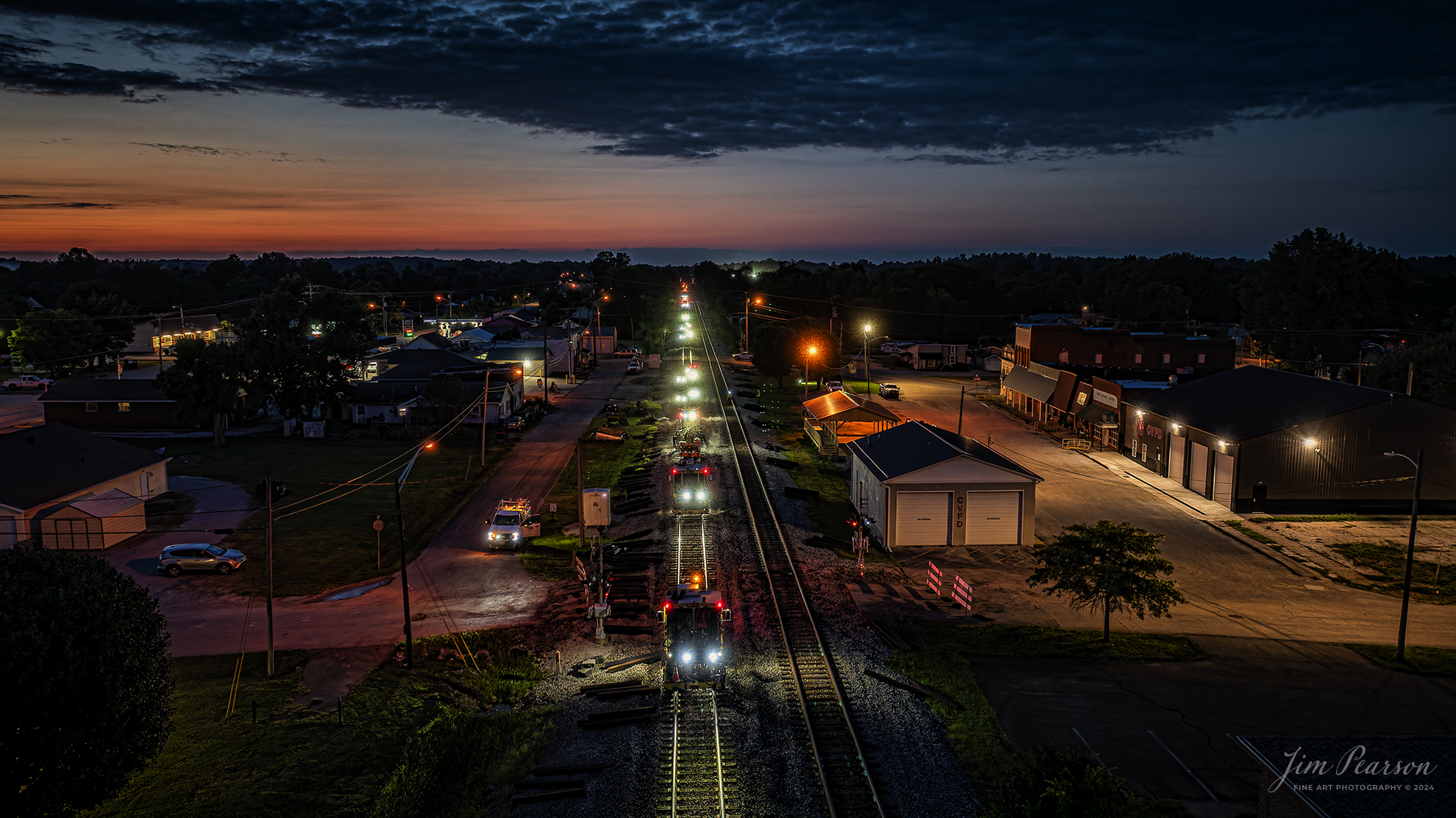 The sun has set, and dusk has arrived over the CSX Henderson ...