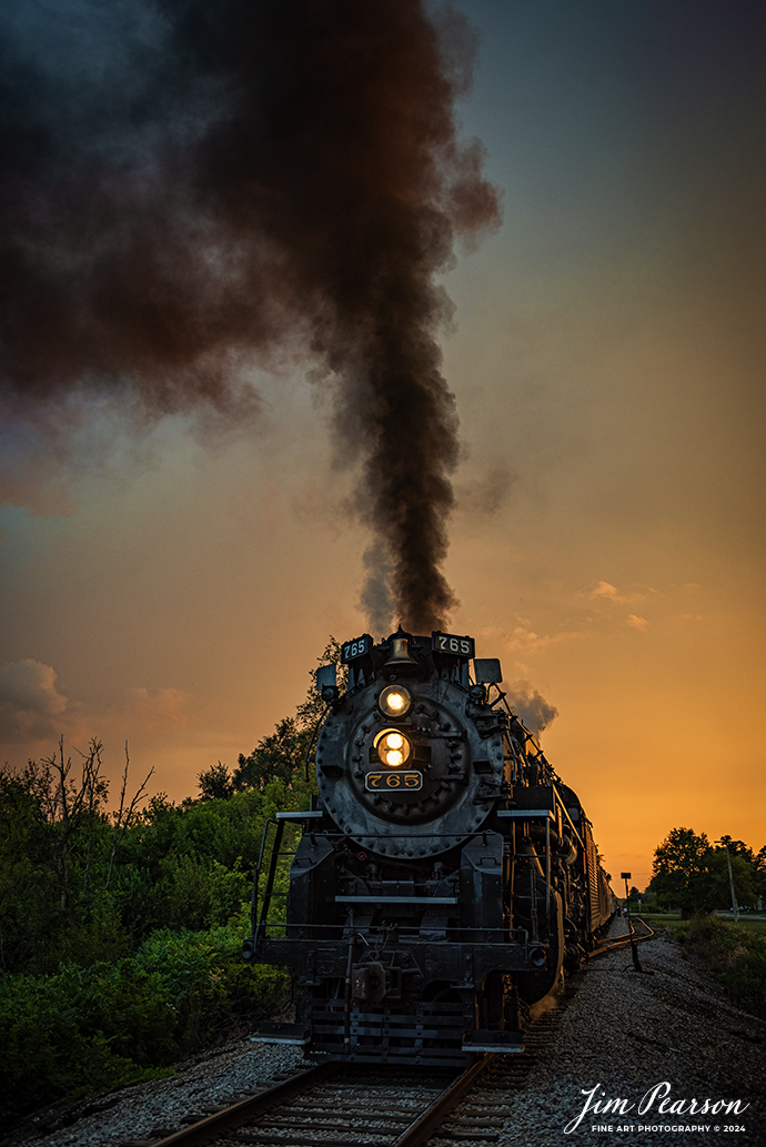 August 30th, 2024, Steam locomotive Nickel Plate 765 leads “The Limited” as they allow their passengers off the train at Ray, Indiana for a photo runby during a late evening passenger train run to Reading, Michigan, as part of Indiana Rail Experience’s Rolling Victory Weekend.

According to their website: Rolling Victory was a three-day living history event celebrating American military, railroad, and home front history featuring vintage train rides, World War II reenactors, battles, a big band orchestra, and an immersive and educational experience for all ages in Pleasant Lake, Indiana.

Tech Info: Nikon D810, RAW, Nikon 24-70 @ 24mm, f/2.8, 1/800, ISO 720.

#railroad #railroads #train, #trains #railway #railway #steamtrains #railtransport #railroadengines #picturesoftrains #picturesofrailways #besttrainphotograph #bestphoto #photographyoftrains #bestsoldpicture #JimPearsonPhotography #steamtrains #nkp765 #passengertrains