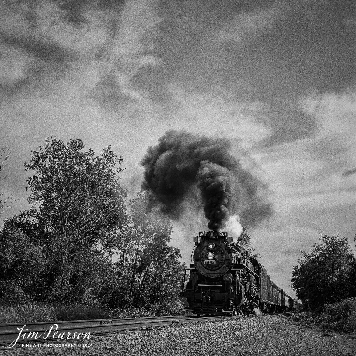 Analog Wednesday – I’ve added a like new Mamiya C330 Professional 2 ¼ square film camera to my camera bag and on Wednesday’s I’ll be sharing images I’ve shot with it. My first shot is from September 1st, 2024, of Steam locomotive Nickel Plate 765 as it heads to Angola, Indiana from Lake Pleasant, Indiana, for their first load of passengers during Indiana Rail Experience’s Rolling Victory Weekend.

I’m very pleased with my first roll that I shot through this camera and looking forward to shooting more! I hope you enjoy the images! I keep looking at the back trying to see my images after I shoot them though! Habits are hard to break! LOL

Tech Info: Mamiya C330 Professional, Ilford HP5 Film, Mamiya 80mm, f/4, 1/500, ISO 400.

#railroad #railroads #train, #trains #railway #railway #steamtrains #railtransport #railroadengines #picturesoftrains #picturesofrailways #besttrainphotograph #bestphoto #photographyoftrains #bestsoldpicture #JimPearsonPhotography #steamtrains #nkp765 #passengertrains #analogphotography