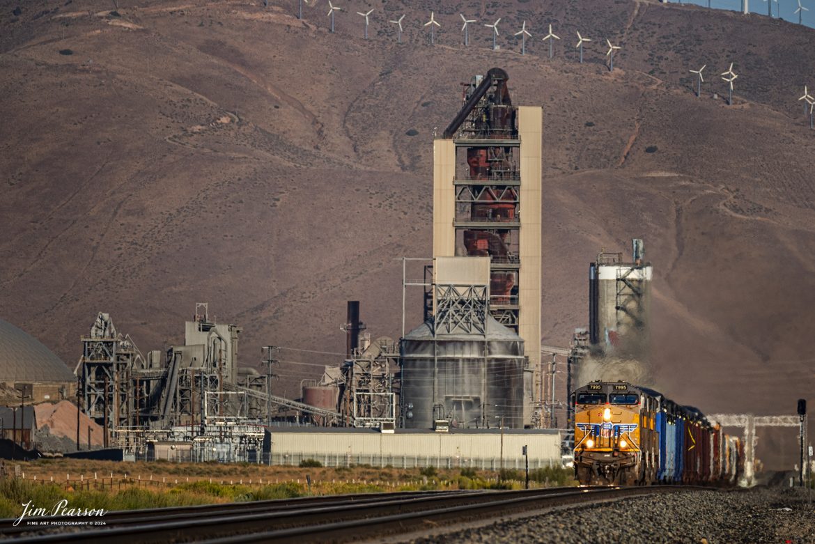 September 18th, 2024, Union Pacific 7995 leads a westbound freight past the cement plant in Tehachapi, California, on the Union Pacific Mojave Subdivision on a beautiful summer evening.

Tech Info: Nikon D810, RAW, Nikon 70-300 @ 300mm, f/5.6, 1/640, ISO 140.

#railroad #railroads #train, #trains #railway #railway #steamtrains #railtransport #railroadengines #picturesoftrains #picturesofrailways #besttrainphotograph #bestphoto #photographyoftrains #bestsoldpicture #JimPearsonPhotography