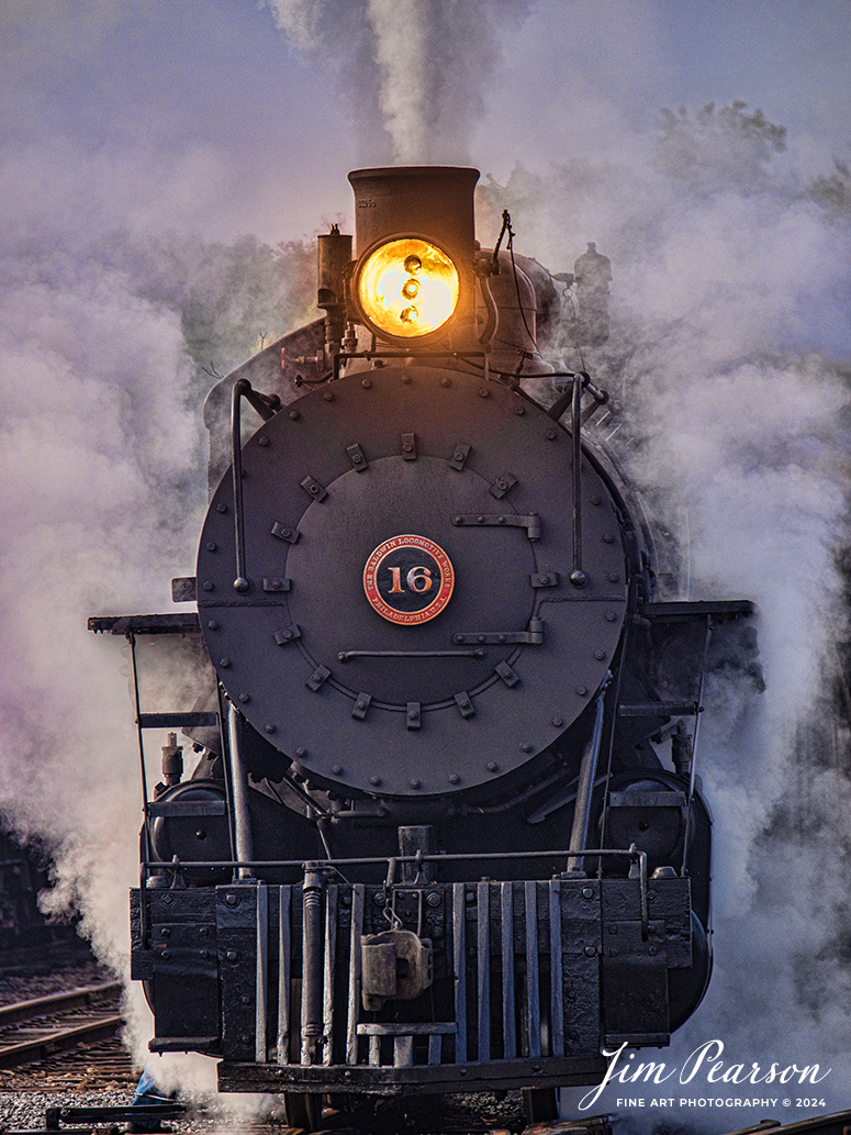 East Broad Top (EBT) steam locomotive #16 out of a cloud of steam at Rockhill Furnace, Pennsylvania on October 6th, 2024.

According to the East Broad Top Website: Locomotive #16 was built in 1916 by the Baldwin Locomotive Works.

Entering the age of modern steam in 1916, the EBT received its first of three large Mikados. Unlike the previous three smaller locomotives, 16 came with superheaters, piston valves, and Southern valve gear. One story mentions #16 pulled 60 empty hoppers from Mt. Union to Rockhill in one train, literally clearing out the yard. #16 underwent an overhaul in 1955 and made only a handful of trips in early 1956 before the railroad shut down an overhaul when the EBT shut down. On February 1, 2023, the locomotive returned to service.

Tech Info: Nikon D810, RAW, Nikon 70-300 @ 240mm, 5.6, 1/640, ISO 280.

#steamtrains #JimPearsonPhotography #eastbroadtop