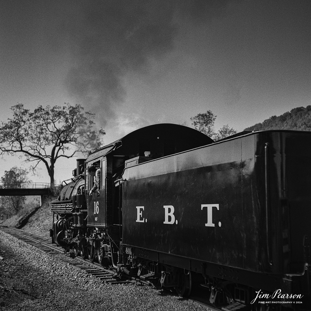 Film Wednesday – October 6th, 2024, East Broad Top 16 leads a passenger train as they return to Rockhill Furnace, Pennsylvania.

According to Wikipedia: The East Broad Top Railroad (EBT) is a 3 ft (914 mm) narrow gauge historic and heritage railroad headquartered in Rockhill Furnace, Pennsylvania. Operating from 1871 to 1956, it is one of the United States' oldest and best-preserved narrow-gauge railroads and was designated a National Historic Landmark in 1964. The railroad is now preserved for use as a tourist attraction until operations ceased in 2011. After a nine-year closure, in February 2020 it was announced that the railroad had been purchased by a non-profit foundation and regular train service resumed in the summer of 2021.

Tech Info: Mamiya C330 Professional, Ilford HP5 Film, Mamiya 80mm, f/5.6, 1/400, ISO 400.

#JimPearsonPhotography #filmphotography #blackandwhite #filmphotography