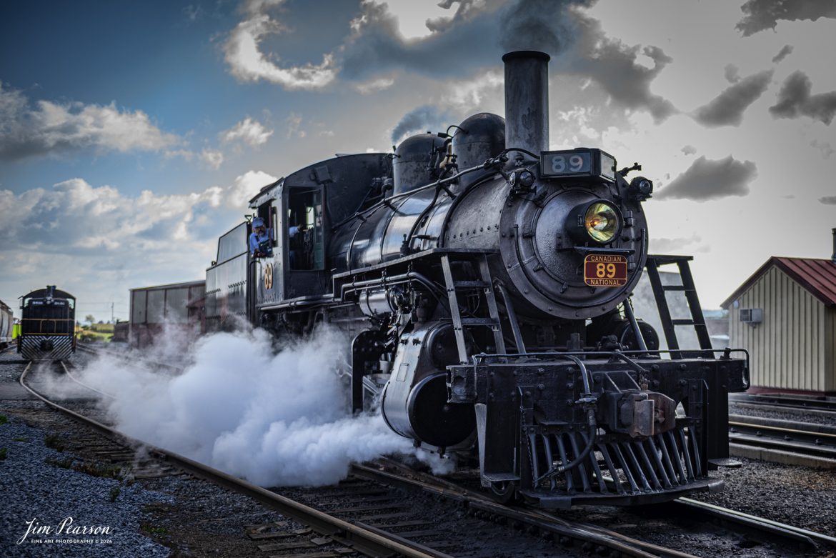 Canadian National 89 heads to the depot at the Strasburg Railroad as It prepares to pull the first train of the day on October 7th, 2024 from Strasburg, PA.

According to Wikipedia: The Strasburg Rail Road (reporting mark SRC) is a heritage railroad and the oldest continuously operating standard-gauge railroad in the western hemisphere, as well as the oldest public utility in the Commonwealth of Pennsylvania. Chartered in 1832, the Strasburg Rail Road Company is today a heritage railroad offering excursion trains hauled by steam locomotives on 4.02 mi of track in Pennsylvania Dutch Country, as well as providing contract railroad mechanical services, and freight service to area shippers. The railroad's headquarters are outside Strasburg, Pennsylvania.

Tech Info: Nikon D810, RAW, Nikon 24-70 @ 36mm, 2.8, 1/1600, ISO 250.

#railroad #railroads #train, #trains #railway #railway #steamtrains #railtransport #railroadengines #picturesoftrains #picturesofrailways #besttrainphotograph #bestphoto #photographyoftrains #bestsoldpicture #JimPearsonPhotography #StrasburgRailroad