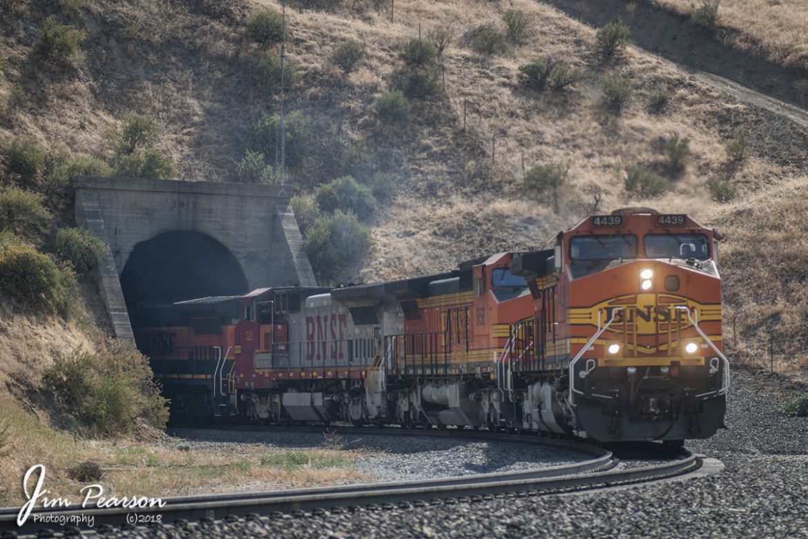 June 23, 2006 - BNSF 4439 pulls a freight though one of the many tunnels in the Tehachapi Mountains, outside Bakersfield, CA with a rainbow of power. 

Tech Info: Nikon D200, Nikon 70-300 @ 95mm, RAW, 1/640, f/4, ISO 100.