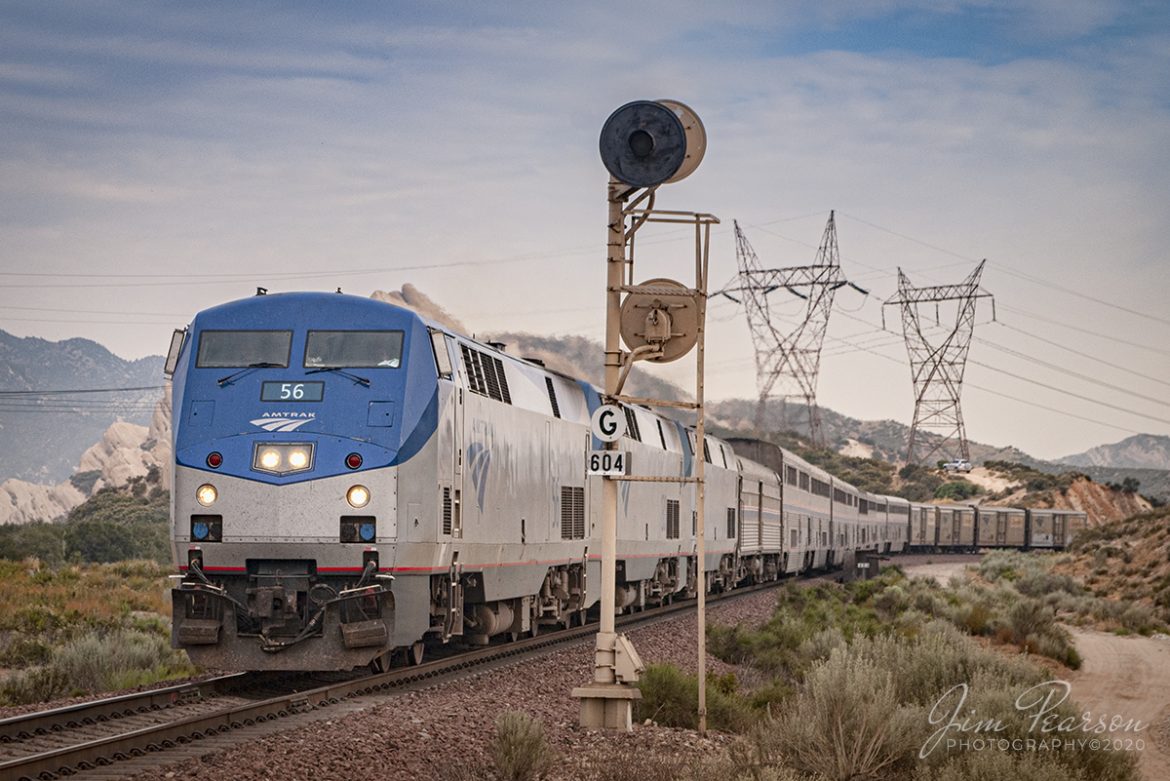 June 24, 2006 - Blast From The Past - Amtrak locomotive #56, leads the Southwest Chief as it passes the signals at MP 604 as it heads west to Los Angeles through the Cajon Pass in southern California at Cajon Junction, CA.

Tech Info: Nikon D200, Sigma 24-70 @ 65mm, RAW, 1/320, f/7,1, ISO 100.