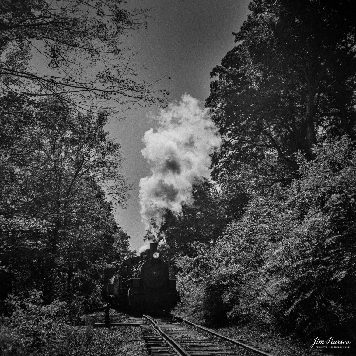 Film Wednesday – The Valley Railroad Company #40 pulls out of a siding with a rare mixed freight move out of Essex, Connecticut on October 8th, 2024, as part of a two-day photo charter conducted by Dak Dillion Photography.

According to Wikipedia: The Valley Railroad, operating under the name Essex Steam Train and Riverboat, is a heritage railroad based in Connecticut on tracks of the Connecticut Valley Railroad, which was founded in 1868. The company began operations in 1971 between Deep River and Essex and has since reopened additional parts of the former Connecticut Valley Railroad line. It operates the Essex Steam Train and the Essex Clipper Dinner Train.

Valley Railroad #40 is a ALCO 2-8-0 that was built in 1923. It was built as Portland, Astoria and Pacific No. 101, but never used there; transferred to Minarets and Western Railroad in 1921, later to Southern Pacific, then to the Aberdeen and Rockfish Railroad. Purchased by the Valley Railroad in 1977.

Tech Info: Mamiya C330 Professional, Ilford HP5 Film, Mamiya 80mm, f/5.6, 1/500, ISO 400.

#JimPearsonPhotography #filmphotography #blackandwhite #filmphotography