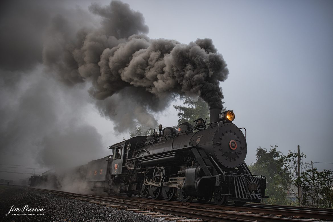 East Broad Top (EBT) steam locomotive #16 pulls a mixed freight through the early morning fog as they head out of Rockhill Furnace, Pennsylvania on October 6th, 2024, during the museum’s Friends of the East Broad top event.

According to the East Broad Top Website: Locomotive #16 was built in 1916 by the Baldwin Locomotive Works.

Entering the age of modern steam in 1916, the EBT received its first of three large Mikados. Unlike the previous three smaller locomotives, #16 came with superheaters, piston valves, and Southern valve gear. One story mentions #16 pulled 60 empty hoppers from Mt. Union to Rockhill in one train, literally clearing out the yard. #16 underwent an overhaul in 1955 and made only a handful of trips in early 1956 before the railroad shut down an overhaul when the EBT shut down. On February 1, 2023, the locomotive returned to service.

Tech Info: Nikon D810, RAW, Nikon 24-70 @ 24mm, f/2.8, 1/400, ISO 80.

#railroad #railroads #train, #trains #railway #railway #steamtrains #railtransport #railroadengines #picturesoftrains #picturesofrailways #besttrainphotograph #bestphoto #photographyoftrains #bestsoldpicture #JimPearsonPhotography #trainsfromtheair #trainsfromadrone #EastBroadTop