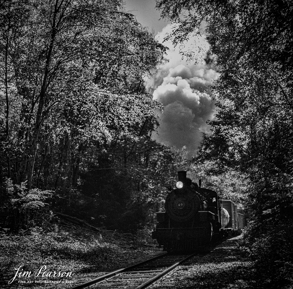 Film Wednesday – October 9th, 2024, The Valley Railroad Company steam engine #40 heads out of Essex, Connecticut with a mixed freight, during a Dak Dillon Photography photo charter.

According to Wikipedia: The Valley Railroad, operating under the name Essex Steam Train and Riverboat, is a heritage railroad based in Connecticut on tracks of the Connecticut Valley Railroad, which was founded in 1868. The company began operations in 1971 between Deep River and Essex and has since reopened additional parts of the former Connecticut Valley Railroad line. It operates the Essex Steam Train and the Essex Clipper Dinner Train.

Valley Railroad No. 97 is a preserved 2-8-0 steam locomotive that was built in 1923 by the American Locomotive Company's Cooke Works.

Tech Info: Mamiya C330 Professional, Ilford HP5 Film, Mamiya 80mm, f/5.6, 1/500, ISO 400.

#JimPearsonPhotography #filmphotography #blackandwhite #filmphotography