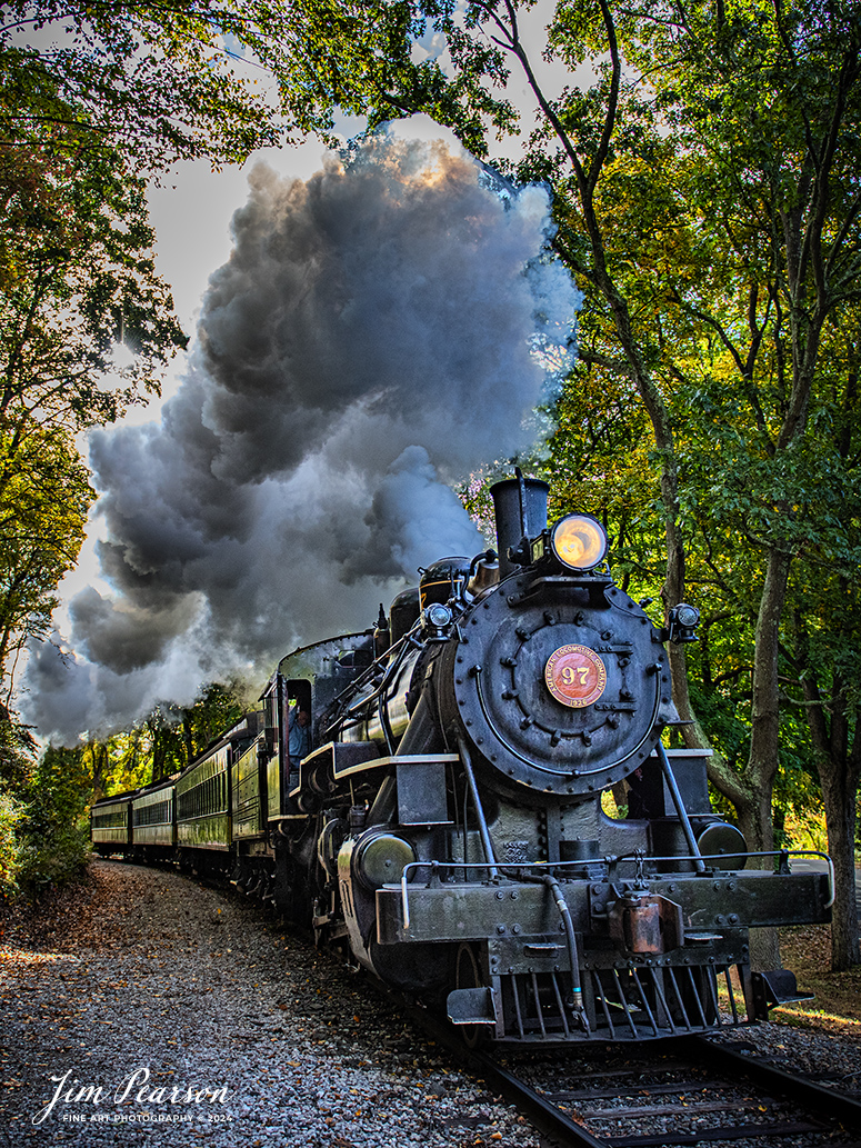 The Valley Railroad Company #97 through the countryside after departing Essex, Connecticut with a passenger train on October 9th, 2024, as part of a two-day photo charter conducted by Dak Dillion Photography.

According to Wikipedia: The Valley Railroad, operating under the name Essex Steam Train and Riverboat, is a heritage railroad based in Connecticut on tracks of the Connecticut Valley Railroad, which was founded in 1868. The company began operations in 1971 between Deep River and Essex and has since reopened additional parts of the former Connecticut Valley Railroad line. It operates the Essex Steam Train and the Essex Clipper Dinner Train.

Tech Info: Nikon D810, RAW, Nikon 24-70 @ 24mm, f/2.8, 1/200, ISO 500.

#photographyoftrains #trainphotography #JimPearsonPhotography #trendingphoto #thevalleyroadcompany