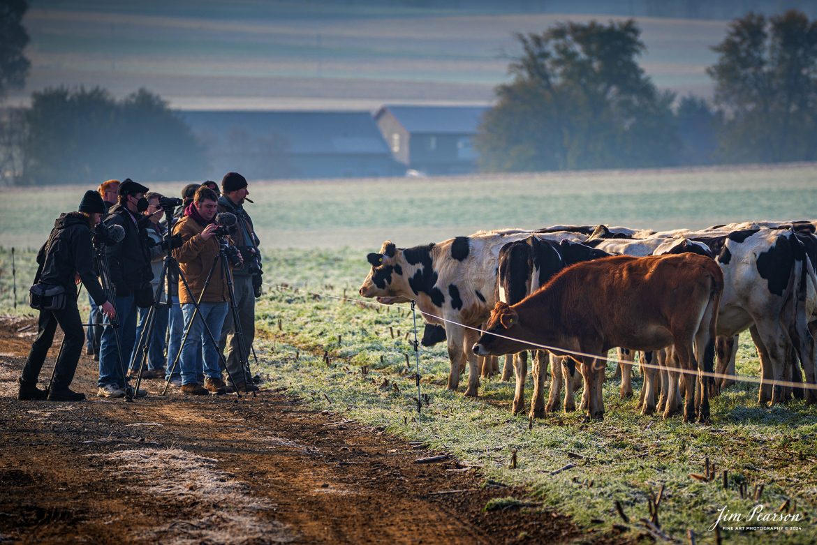 Waiting on a Train - A group of photographers photograph cows and frame their shots with them, as they wait on the arrival of Norfolk and Western 475 on the Strasburg Railroad, on November 7th, 2021 at Strasburg, Pennsylvania, during a Dak Dillon Photo Charter. I love catching shots like this so much when I'm trackside that I created a Facebook group sometime back called Waiting On A Train for them. We all have shots that we take while waiting around trackside for our train to show up and if you're looking for a place to post those shots join the group!!

Tech Info: Nikon D800, RAW, Nikon 70-300 @ 140mm, f/5.6, 1/400, ISO 140.

#trainphotography #railroadphotography #trains #railways #jimpearsonphotography #trainphotographer #railroadphotographer