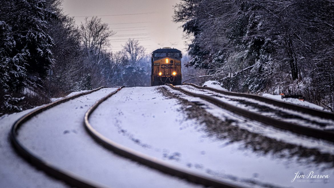 CSXT 5371 leads empty coal train E040 northbound as they climb up out of the valley at Kelly, Kentucky, on January 11th, 2025, on the CSX Henderson Subdivision after an overnight snowfall. The 600mm focal length on this shot really compresses everything and makes the track appear much worse than they are. Either way it makes for a great shot from my perspective!

Tech Info: Nikon D810, RAW, Sigma 150-600 @ 600mm, f/6.3, 1/1600, ISO 320.

#railroad #railroads #train, #trains #railway #railway #steamtrains #railtransport #railroadengines #picturesoftrains #picturesofrailways #besttrainphotograph #bestphoto #photographyoftrains #bestsoldpicture #JimPearsonPhotography #csxhendersonsubdivsion #onecsx