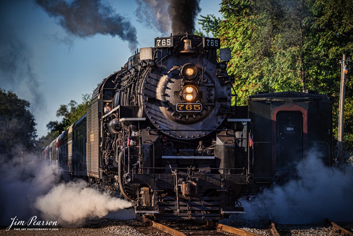 September 1st, 2024, the engineer on Steam locomotive Nickel Plate 765 keeps his eye on the track ahead as they depart the station in Pleasant Lake, Indiana and head to Angola, Indiana for their first load of passengers during Indiana Rail Experience’s Rolling Victory Weekend.

According to their website: Rolling Victory was a three-day living history event celebrating American military, railroad, and home front history featuring vintage train rides, World War II reenactors, battles, a big band orchestra, and an immersive and educational experience for all ages in Pleasant Lake, Indiana.

Tech Info: Nikon D810, RAW, Sigma 150-600 @ 185mm, f/5.6, 1/1000, ISO 140.

#railroad #railroads #train, #trains #railway #railway #steamtrains #railtransport #railroadengines #picturesoftrains #picturesofrailways #besttrainphotograph #bestphoto #photographyoftrains #bestsoldpicture #JimPearsonPhotography #steamtrains #nkp765 #passengertrains