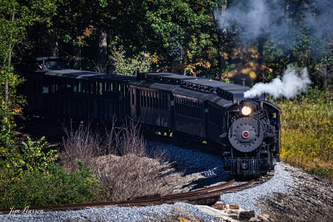 East Broad Top (EBT) steam locomotive #16 pulls a mixed freight as they head to Rockhill Furnace, Pennsylvania on October 5th, 2024, during the museum’s Friends of the East Broad top event.

This is my first post from a week-long trip I took with Bryan Burton (Photography) where we traveled 2,800 miles and covered steam operations at Reading and Blue Northern Railway (2102), East Broad Top Railroad, Strasburg Railroad and then a two-day photo charter by Dak Dillion Photography at the Valley Railroad in Essex, CT. It was a long, but fun and exciting trip for sure! You’ll see a lot of steam action over the coming weeks!

According to the East Broad Top Website: Locomotive #16 was built in 1916 by the Baldwin Locomotive Works.

Entering the age of modern steam in 1916, the EBT received its first of three large Mikados. Unlike the previous three smaller locomotives, #16 came with superheaters, piston valves, and Southern valve gear. One story mentions #16 pulled 60 empty hoppers from Mt. Union to Rockhill in one train, literally clearing out the yard. #16 underwent an overhaul in 1955 and made only a handful of trips in early 1956 before the railroad shut down an overhaul when the EBT shut down. On February 1, 2023, the locomotive returned to service.

Tech Info: Nikon D810, RAW, Sigma 150-600 @ 500mm, f/6, 1/1600, ISO 450.

#railroad #railroads #train, #trains #railway #railway #steamtrains #railtransport #railroadengines #picturesoftrains #picturesofrailways #besttrainphotograph #bestphoto #photographyoftrains #bestsoldpicture #JimPearsonPhotography #trainsfromtheair #trainsfromadrone #EastBroadTop