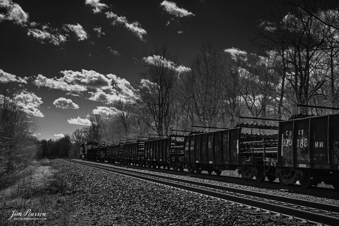 In this week’s Saturday Infrared photo, we catch loaded rail train W471 as it heads south at Romney, Nortonville, Kentucky, on the CSX Henderson Subdivision, on February 27th, 2025.

Tech Info: Fuji XT-1, RAW, Converted to 720nm B&W IR, Nikon 10-24 @24mm, f/5, 1/500, ISO 400.

#trainphotography #railroadphotography #trains #railways #jimpearsonphotography #infraredtrainphotography #infraredphotography #trainphotographer #railroadphotographer #infaredtrainphotography #trending #onecsx