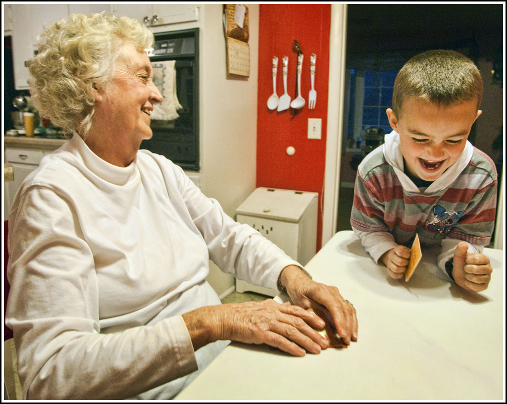 Gabe and Grandma playing Old Maid